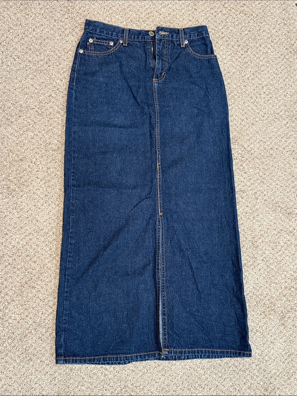 Vintage Dark Wash Denim Maxi Skirt
